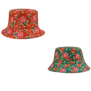 Reversible кофа шапка роза цветен печат Cloche шапка за жени парти