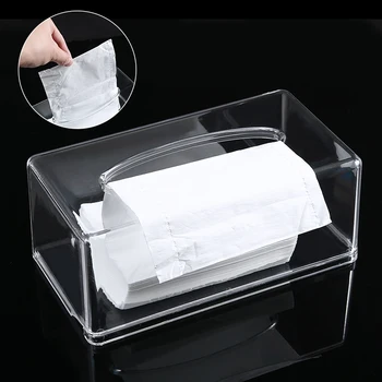 Акрилна прозрачна тъканна кутия Прозрачен правоъгълен държач за хартия за салфетки Калъф за съхранение Таблица Хотел Начало Декор