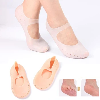 1 чифт гел чорап силиконов инструмент за грижа за краката протектор за крака Облекчаване на болката Предотвратяване на пукнатини Овлажняване на мъртва кожа Чорап с дупка