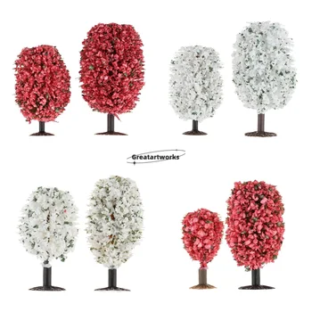 10 или 20бр Мини дърво яйцевидна форма цвете цветове Буш модели 4.5-10cm бял розов червен DIY фея градина железопътен микро пейзаж играчка