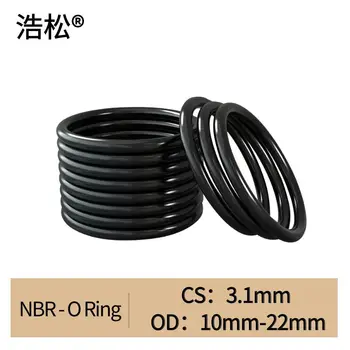 100pcs NBR O пръстен печат CS 3.1mm OD 10mm ~ 22mm Spacer масло съпротива шайба кръгла форма черен нитрил бутадиен каучук