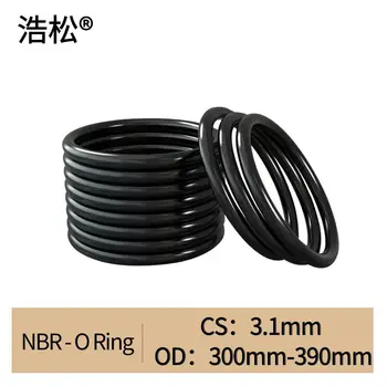 10pcs NBR O пръстен печат CS 3.1mm OD 300mm ~ 390mm Spacer масло устойчивост шайба кръгла форма черен нитрил бутадиен каучук
