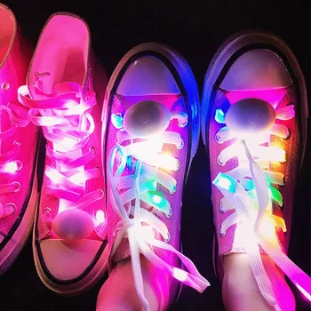 120cm LED спортни светещи връзки за обувки Светещи струни за обувки Кръгла светкавица Връзки за обувки Батерии без вратовръзка Мързеливи връзки за обувки Парти декор