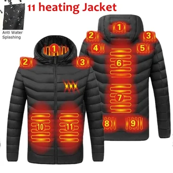2023 NWE мъже зимни топли USB отоплителни якета Интелигентен термостат чист цвят качулка отопляеми дрехи водоустойчиви топли якета