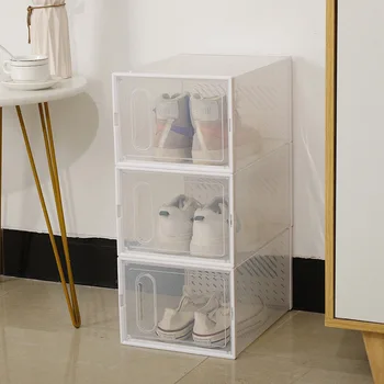 2023 Магнитна катарама Увеличи прозрачната кутия за обувки Удебелена пластмасова кутия за обувки Кутия за съхранение на обувки Обща спалня Проста организация на кутията