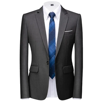 2023 Мода Нов мъжки случаен бутик плътен цвят костюм палто / мъжки тънък годни високо качество бизнес младоженец сватба нетактичност яке