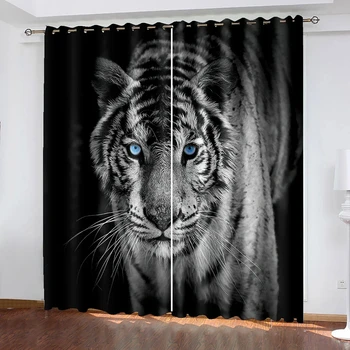 2024 Животински вълк тигър леопард прозорец завеси хол детска стая спалня тънък засенчване завеси нов стил завеса