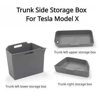  3pcs / комплект багажник страна кутия за съхранение за Tesla модел X 2023 силиконов багажник съхранение дял складиране подреждане кола интериорни аксесоари