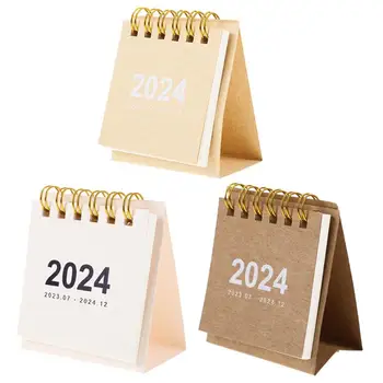 3pcs Мини календар 2024 Настолен малък календар Декор за декоративно бюро Мини бюро календар декор