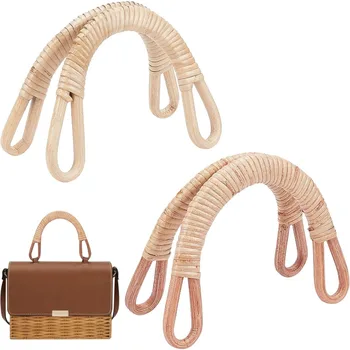 4pcs ратан тъкани чанта дръжки за чантата вземане 2 цвят чантата дръжка заместители чанта за ръчно изработени плажна чанта