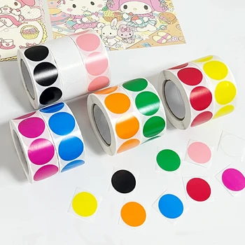 500pcs / ролка цветни стикери сърце кръг Doodling Decals DIY играчки за деца Детски пакет печат етикети книга лаптоп стикери