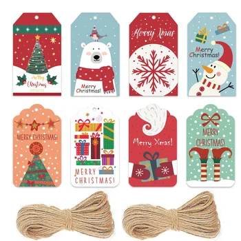 50Pcs Весела Коледа Tags Етикети Подарък амбалажна хартия висящи етикети Дядо Коледа хартиени карти Коледа DIY занаяти парти консумативи