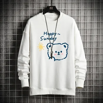 6 стила!2023 Висококачествени пуловери есен и зима Нова O-образна корейска тенденция Loose печат ризи с дълъг ръкав