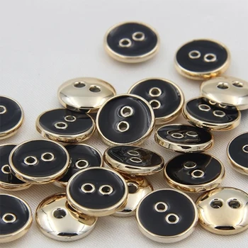  60pcs 11mm Висококачествено покритие Silver / Gold джанта по поръчка мода полиестер епоксидни копчета за риза облекло аксесоари доставка