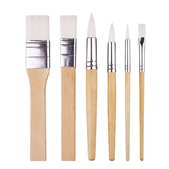 6pcs Paint Brush Set Professional For Acrylic DIY Craft Drawing Flat Pointed Tip Aquacolor Artist Nail Art Wooden Handle
