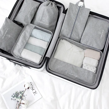 7pcs / комплект пътуване дрехи чанта за съхранение преносим водоустойчив чанта за съхранение многофункционален куфар организиране чанта