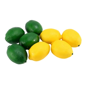 8 пакет изкуствени фалшиви лимони лайм плодове за ваза пълнител Начало кухня парти декорация, жълто и зелено