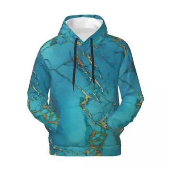 Blue Marble Essentials Hoodies Winter Gold Metallic Stone Streetwear Sweatshirts Male Modern Classic Oversized Hoodie