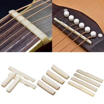 Bone Bridge седло и гайка, комплект от 6 струнна китара седло и гайка, китара подмяна част за акустична и народна китара