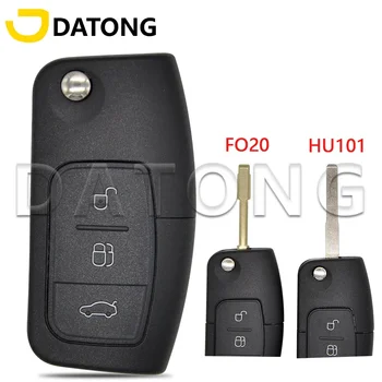 Datong World Car Remote Key Shell Case за Ford Focus Mondeo Fiesta Galaxy Fusion Замяна Flip Key с HU101 или FO21 Blade