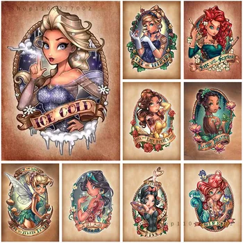 Disney Cartoon Character Princess The Beauty Wall Art Canvas Painting Picture Living Room Decoration Poster Printing Home Decor