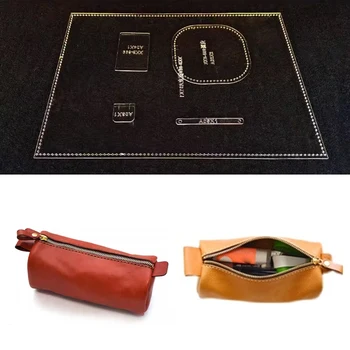 DIY Ръчно изработена кожа Шаблон за продукти Прозрачни акрилни плочи Мухъл Голям капацитет цилиндрична писалка чанта модел инструменти 9x9x20cm