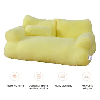 Durable Pet Bed Soft Comfortable Pet Sofa Bed with Removable Washable Cover Non-slip Cat Sleeping Cushion Fluffy Plush for Pet