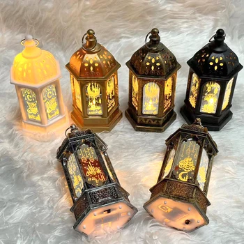 EID Мубарак вятърен фенер орнаменти Рамадан LED преносима лампа Eid Al Adha подаръци 2024 мюсюлмански Gurbang Рамадан декорация за дома