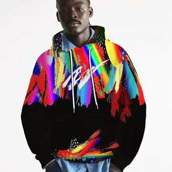 Fashion Men's Hoodie 3d Rainbow Printed Men's Clothing Street Designer Long Sleeve Loose Oversized Pulover Tops Casual Sweater