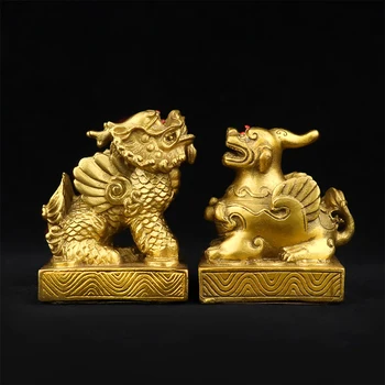 Fengshui китайски дракон Chilin рогат звяр еднорог Kylin Pi Xiu Kirin статуя двойка Хелоуин декорация на дома
