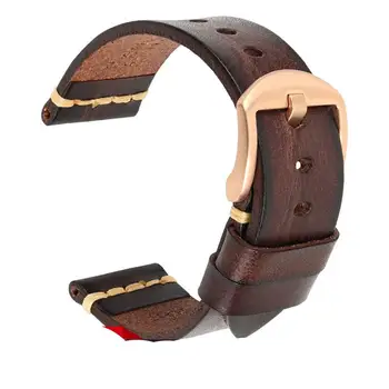 HAODEE Maikes естествена кожа Каишка за часовник Galaxy 20mm 22mm 24mm Watch Band Tissote Timex Omega китка гривни