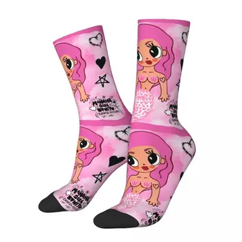 Harajuku Karol G Розова коса Bichota Bichota Heart футболни чорапи полиестерни дълги чорапи за унисекс нехлъзгащи