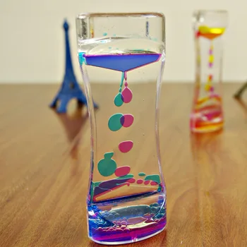Hourglass таймер двойни цветове масло пясъчен часовник течност плаващ движение мехурчета таймер бюро декори низходящи сензорни мехурчета деца играчка