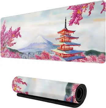 Japanese Cherry1 XL Extended Large Mousepad 31.5X11.8Inch Big Mouse Pad with Stitched Edge Non-Slip Long Computer Keyboard Mat