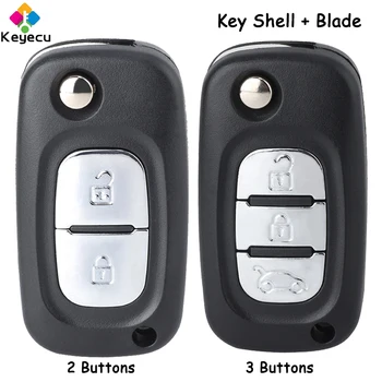 KEYECU Замяна Flip Remote Car Key Shell Case с 2 / 3 бутона Uncut VA2 Blade Fob за Renault Clio Megane Kangoo 2 Modus