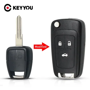 KEYYOU 2/3 бутона модифициран флип сгъваем автомобил ключ случай черупка за Chevrolet Cruze Aveo Auot ключ случай дясно / ляво острие