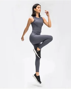 Lulu Алтернативи на марката Фитнес йога жилетка оребрени плат обратно подкрепа лов жилетка спорт сутиен лумбална подкрепа