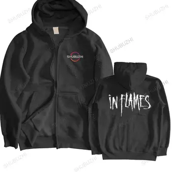 man hoodies In Flames hoody Swedish Metal Band jacket coat Black jacket Мъжки суитчър Print Памучно яке с качулка Cotton