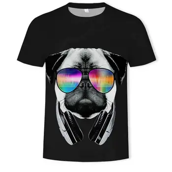 Music Dog 3D T Shirt Мъжка тениска Summer Tees Casual T-Shirt Къс ръкав Tops AnimalPrint Streetwear DropShip