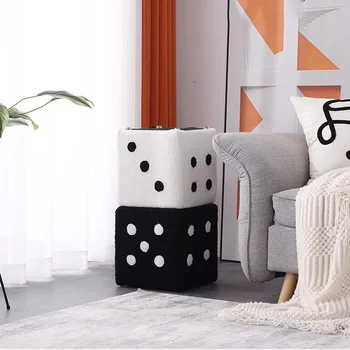 Nordic White Pedicure Stools Square Dice Living Room Design Foot Rest Stools Black Unique Cute Cabeceiras Living Room Furniture
