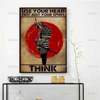 Samurai Poster/ Използвайте главата си не само YourSpirit плакат / самурай стена арт отпечатъци Начало декор платно уникален подарък плаваща рамка