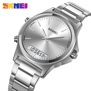 SKMEI Fashion 3 Time Back Light Display Digital Full Steel Chrono Sport Mens Waterproof Alarm Wristwatches Clock reloj hombre