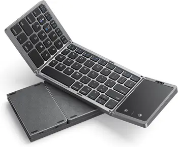 Steam Deck Сгъваема Bluetooth клавиатура за пътуване, тройно сгъваема безжична преносима клавиатура с тъчпад за аксесоар за парна палуба
