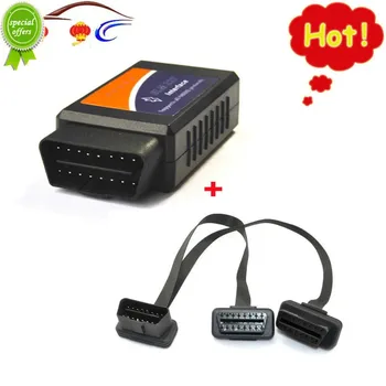 Super Bluetooth Elm 327 OBD адаптер кабел Запазване на пакет от ELM327 V2.1 код четец и OBD2 16pin разширение кабел кола диагностичен инструмент