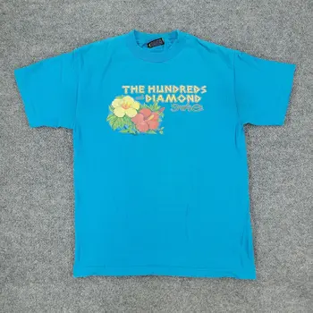 The Hundreds X Diamond Supply Shirt Мъжка средна синя графична тениска с къс ръкав дълги ръкави