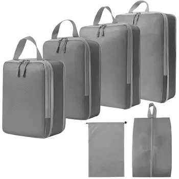 Travel Organiser Опаковъчни чанти Куфар Организатор чанти Комплект от 6 бр. Подсилена дръжка Чанта за съхранение на пътувания Цип за компресия