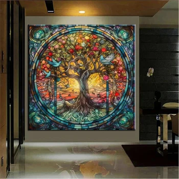 Yggdrasil витражи 5D DIY диамант живопис мозайка дърво на живота абстрактни живи диамант бродерия кръстат бод изкуство A867