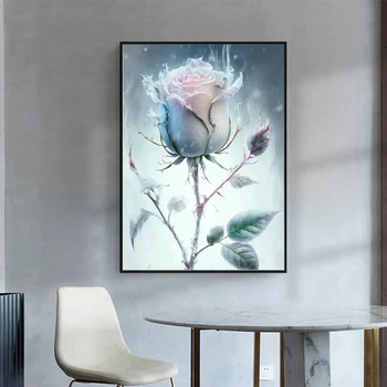 YUMEART Paint с диамантена живопис Кръстат бод комплекти Rose 5D DIY Creative Mosaic Flower Home Wall Декоративни Новопристигнали