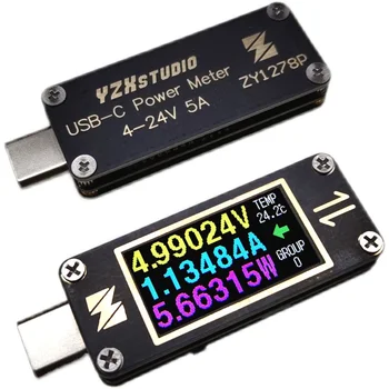 YZXSTUDIO ZY1278E Мини USB-C PD тестер напрежение и ток пулсации форма на вълната тип-C таблица