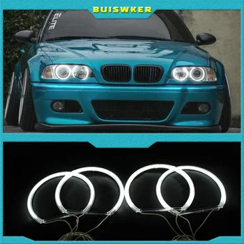 Автомобилен стайлинг Двуцветен БЯЛ Жълт 4X131MM LED ореол пръстени Памучна светлина за BMW E36 E38 E39 E46 M3 LED SMD лампа за ангелски очи